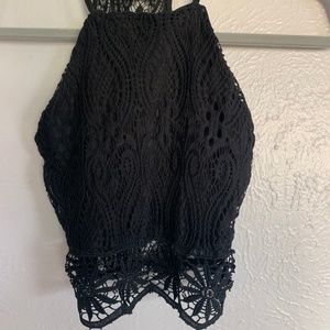 Crocheted Black Crop Top